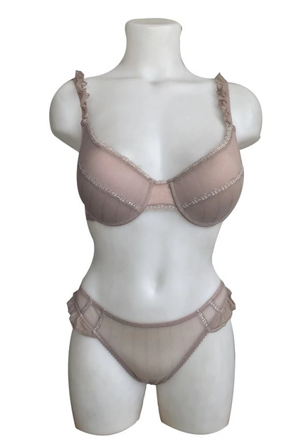 Night Flight Supported Ruffle Bra Set Mink Color Code 2137