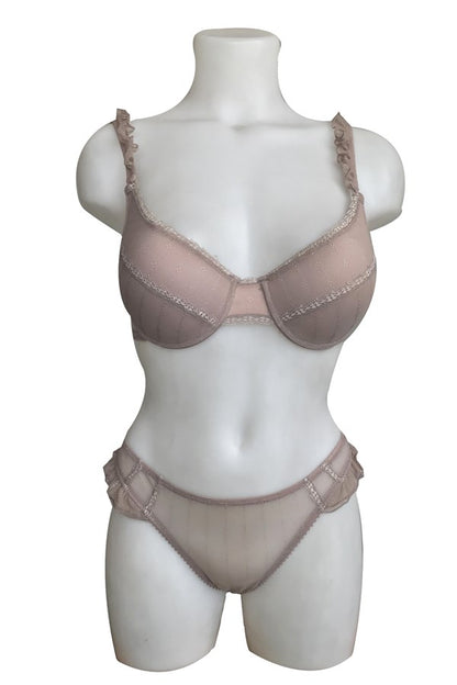 Night Flight Supported Ruffle Bra Set Mink Color Code 2137