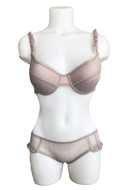 Night Flight Frilled Non-Padded Bra Set Mink Color Code 2137