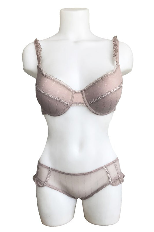 Ensemble soutien-gorge à volants sans rembourrage Night Flight, couleur vison, code 2137