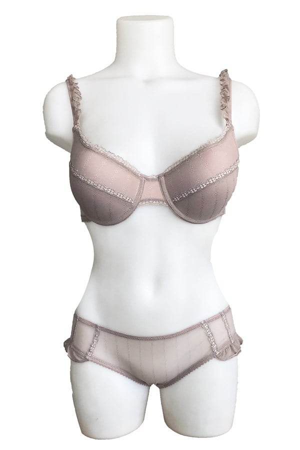 Night Flight Frilled Non-Padded Bra Set Mink Color Code 2137