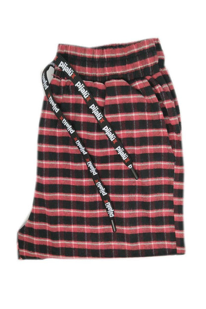 Pijalux Men's Checkered Poplin Pocketed Bottom Pajamas