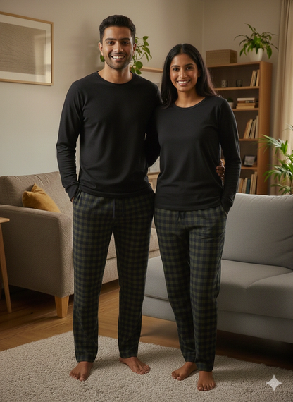 Pijalux Single Bottom Knitted Plaid Home Trousers