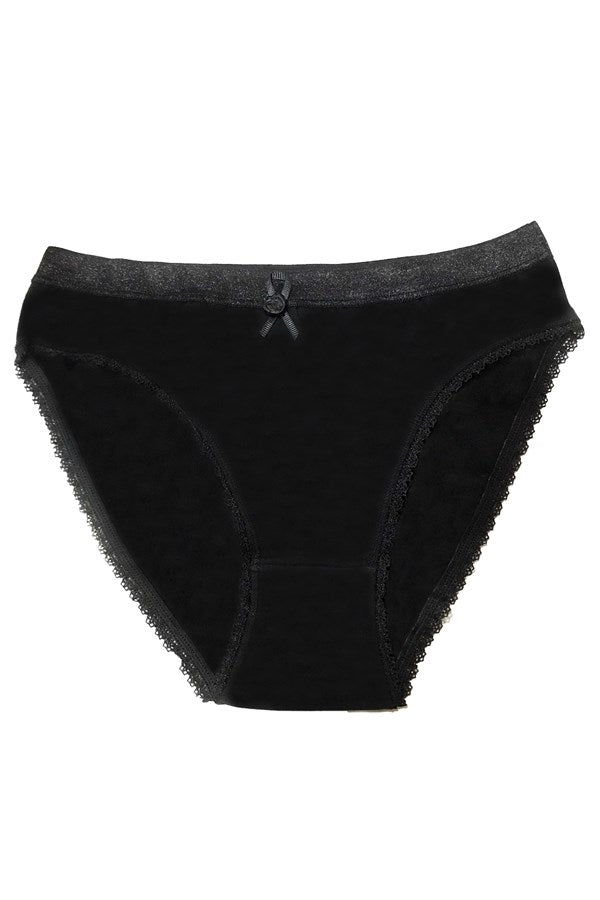 Şahinler Women's Lace Edged Black Color Bikini Panties B223