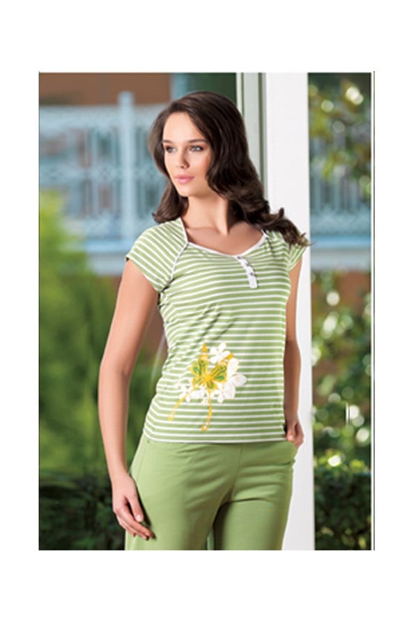 Şahinler ensemble de pyjama Capri rayé pour femme 21173