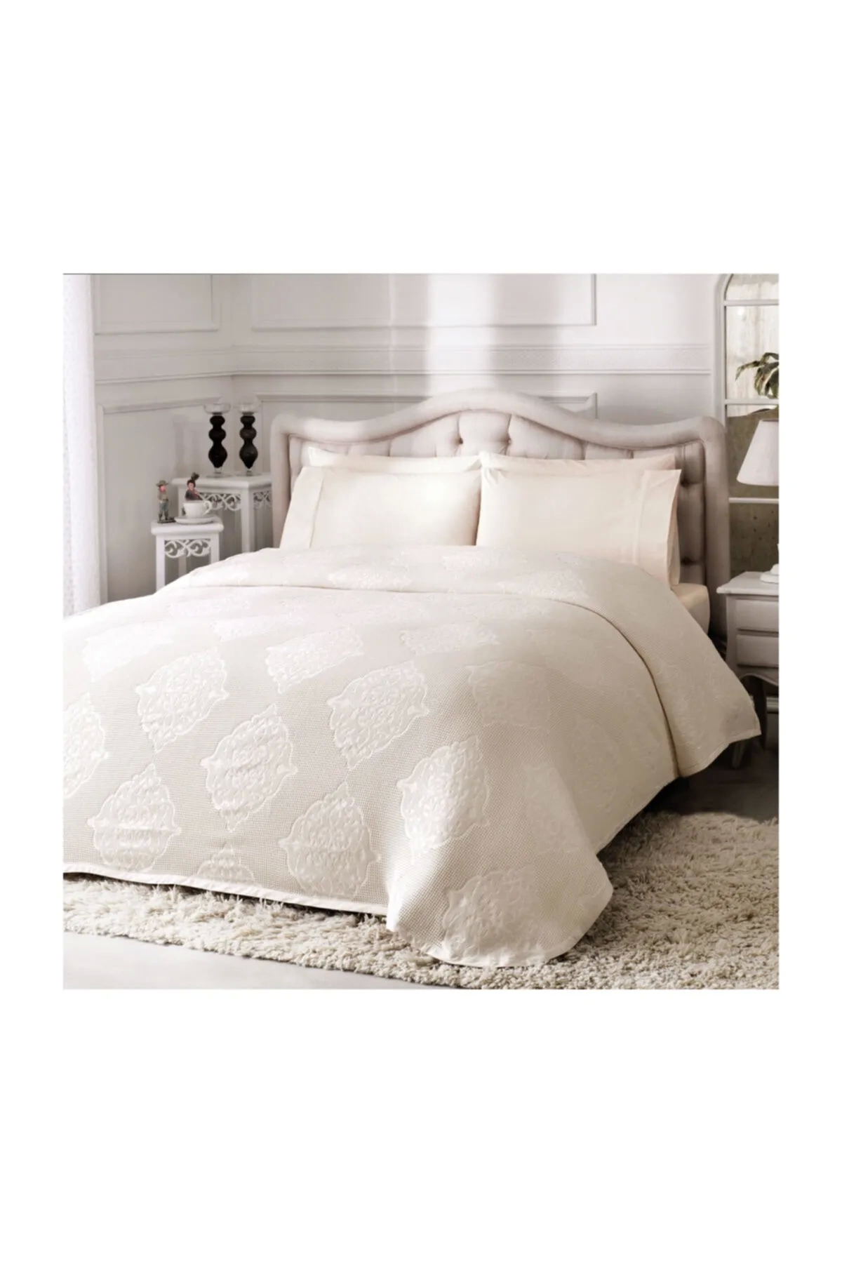Taç Jacquard Single Pike Set Elena Cream Color