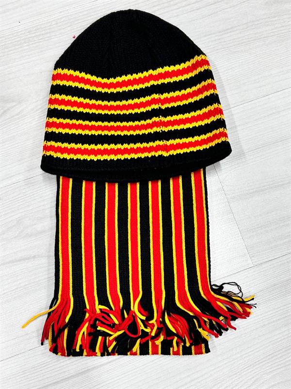 Fan Scarf Beanie Yellow Red