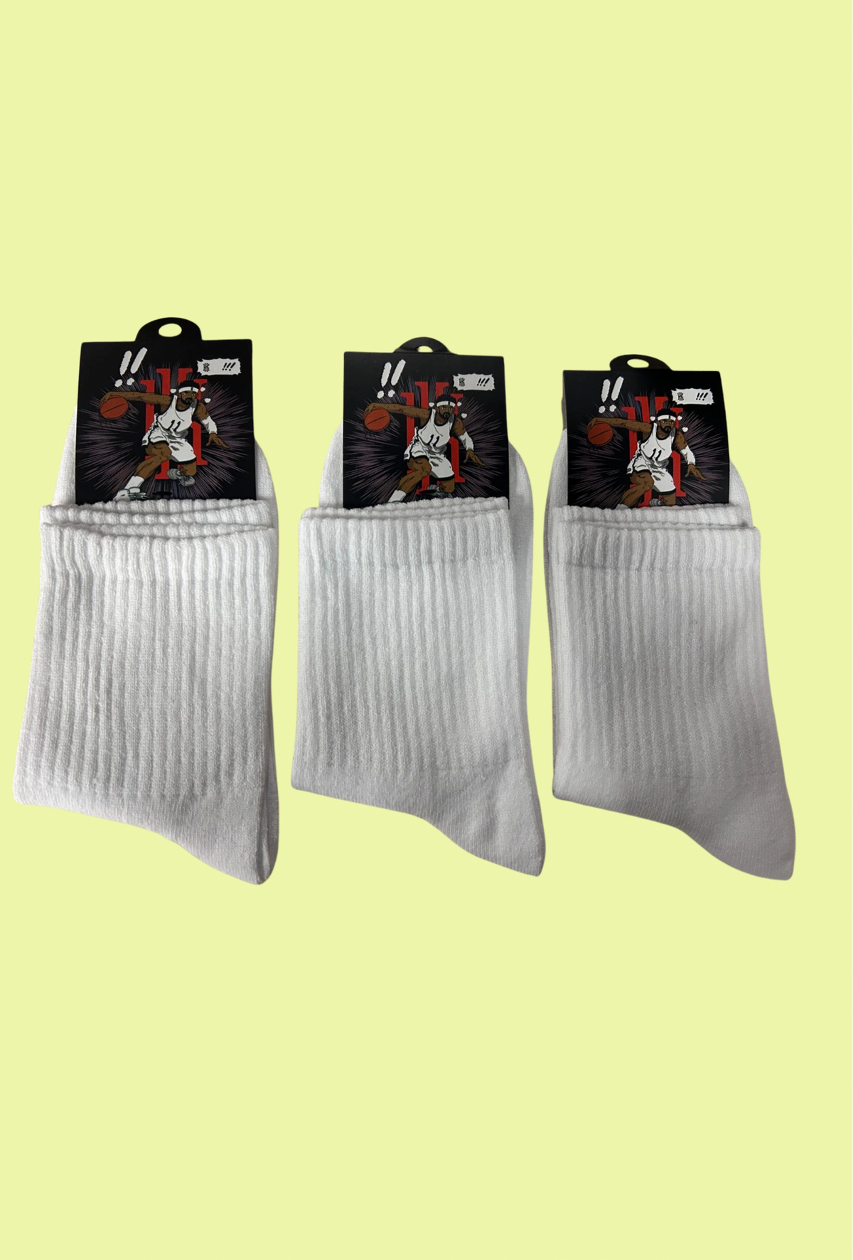 Chaussettes universitaires Yalıncak à revers long, blanches unies, lot de 12
