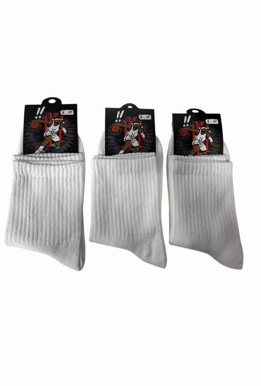 Yalıncak Long-Cuff College Socks White Plain 12 Pack